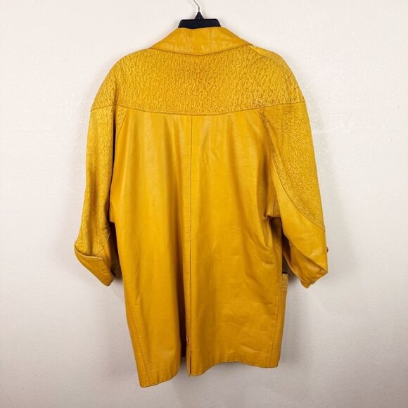 Vintage Orange 80s Leather Dolman Oversized Jacket Coat Size Medium 8/10 - Picture 10 of 12